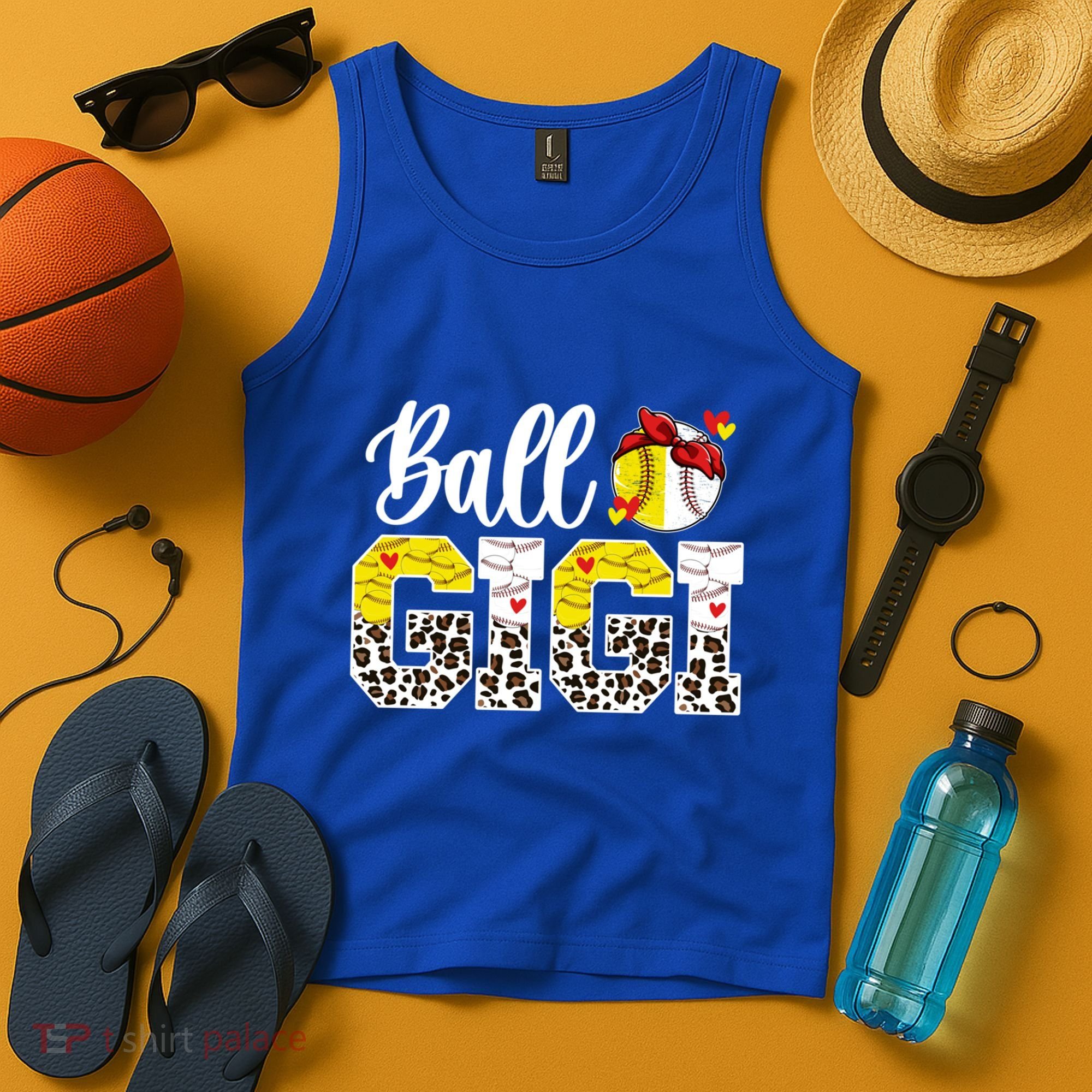 Ball Gigi Leopard Baseball Softball Gigi Grandma Great Gift Tank Top