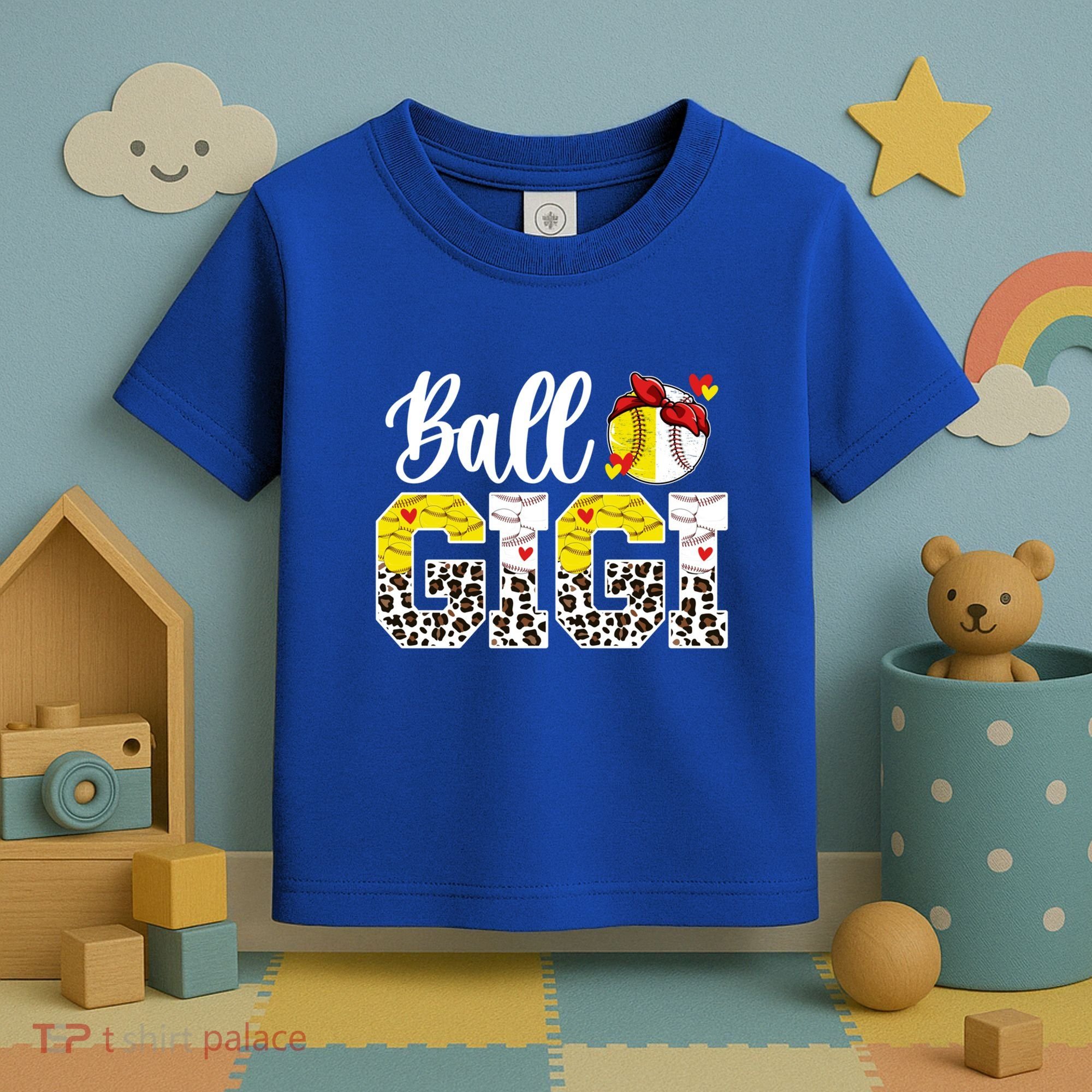 Ball Gigi Leopard Baseball Softball Gigi Grandma Great Gift Toddler T-Shirt