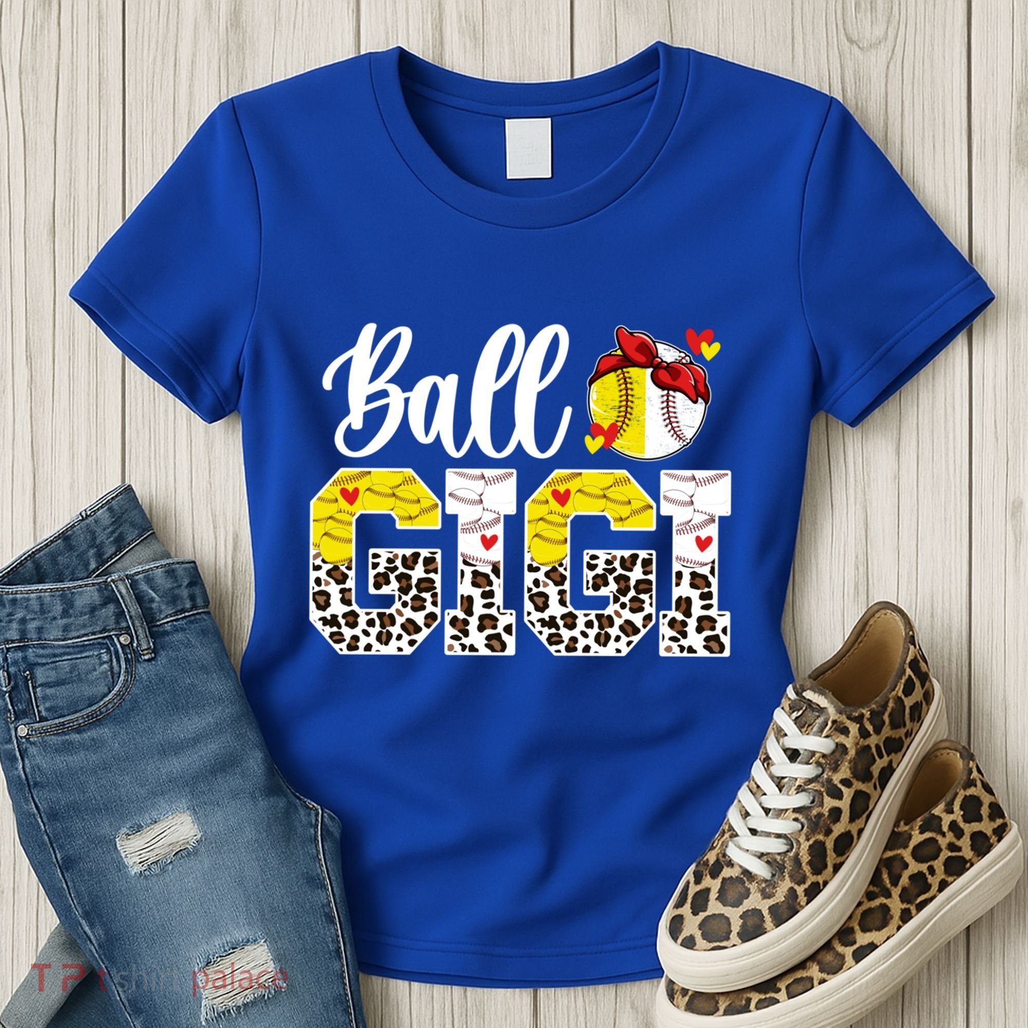 Ball Gigi Leopard Baseball Softball Gigi Grandma Great Gift Women's T-Shirt