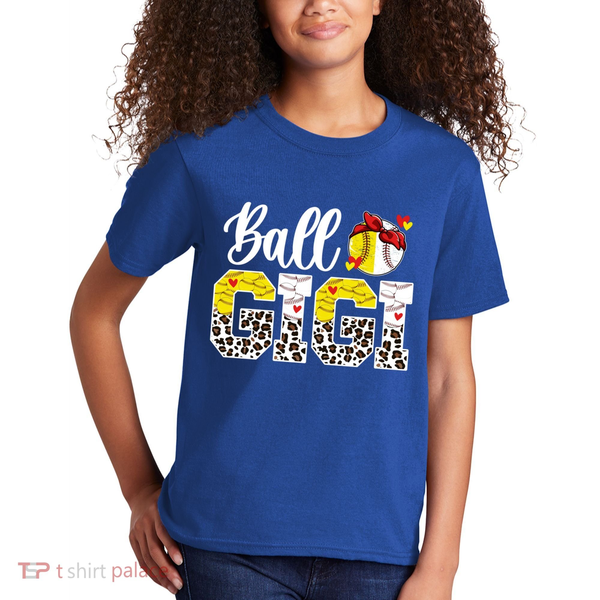 Ball Gigi Leopard Baseball Softball Gigi Grandma Great Gift Kids T-Shirt