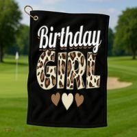 Birthday Girl Leopard Golf Towel thumb 1
