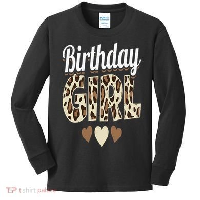 Birthday Girl Leopard Kids Long Sleeve Shirt