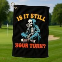 Board Game Lover Skeleton Game Night Is It Still Your Turn Golf Towel thumb 1
