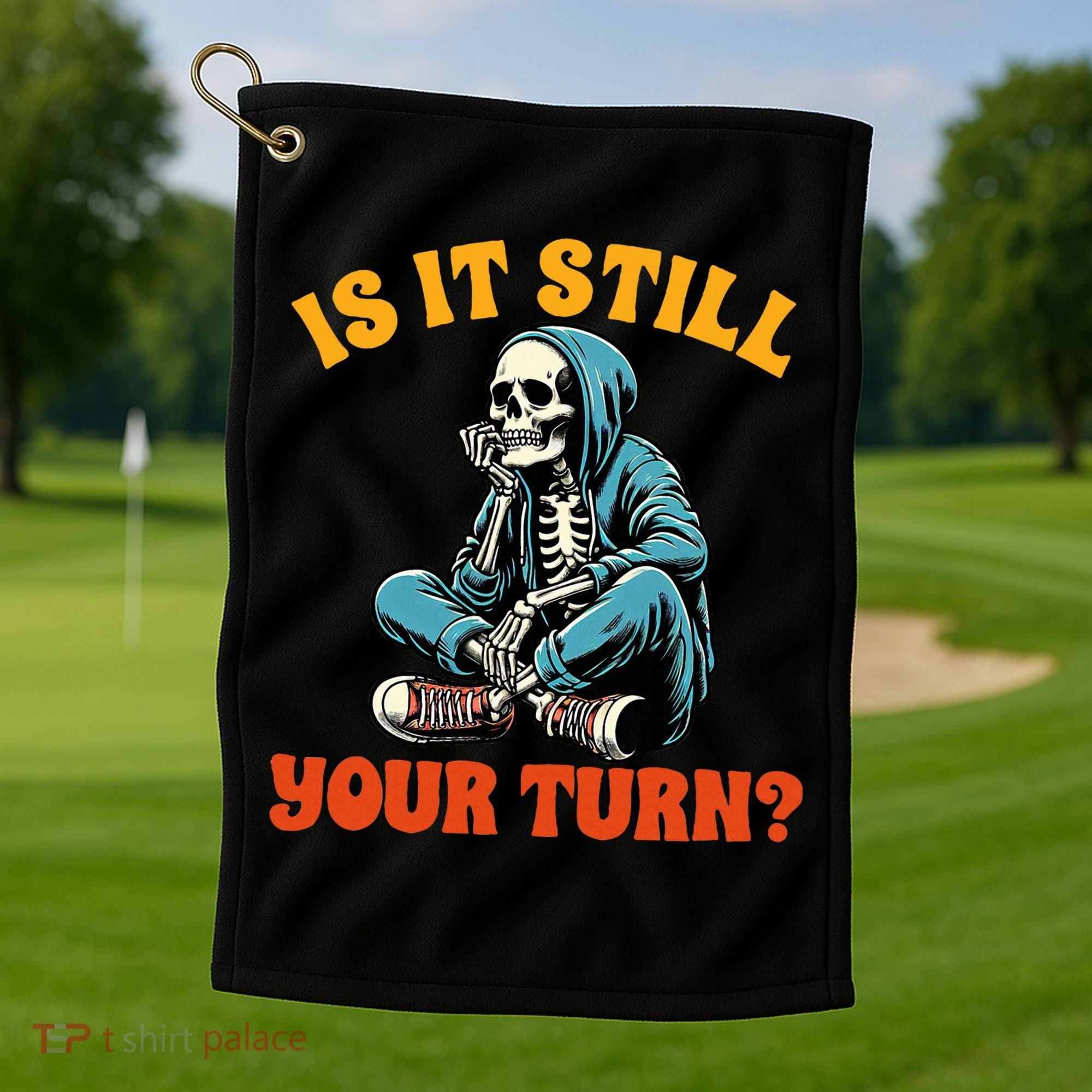 Board Game Lover Skeleton Game Night Is It Still Your Turn Golf Towel