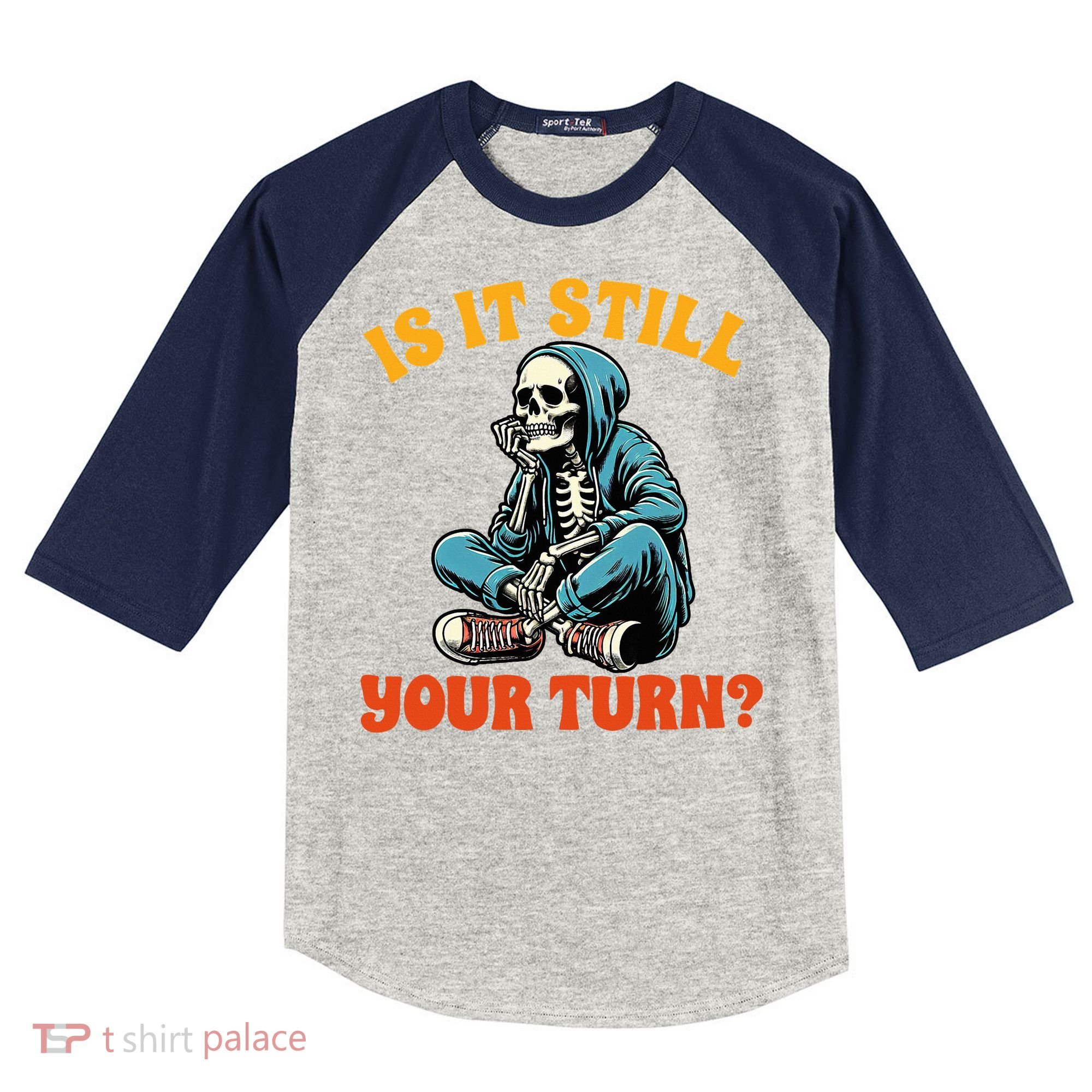 Board Game Lover Skeleton Game Night Is It Still Your Turn Kids Colorblock Raglan Jersey