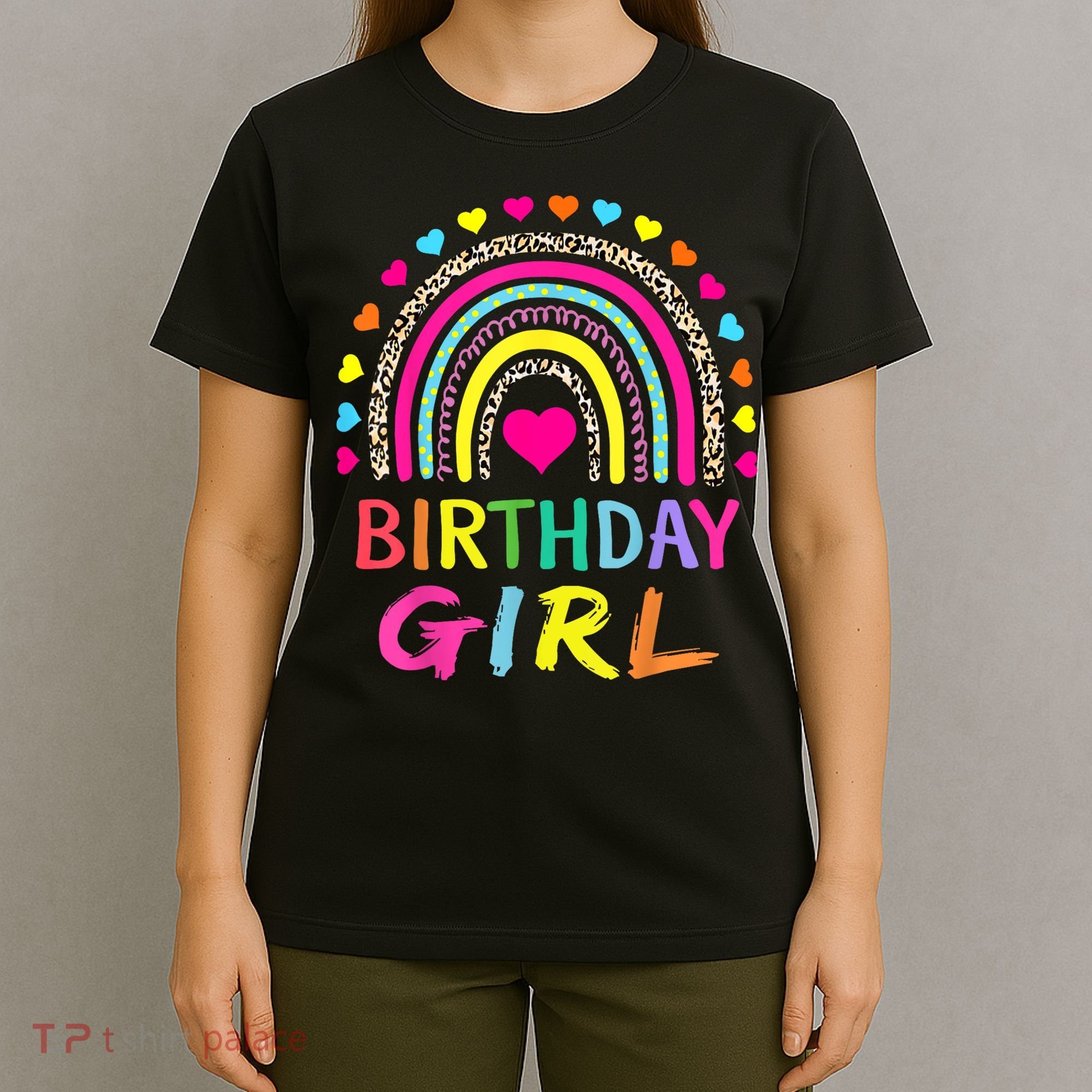 Birthday Girl Leopard Rainbow Birthday Party Family T-Shirt