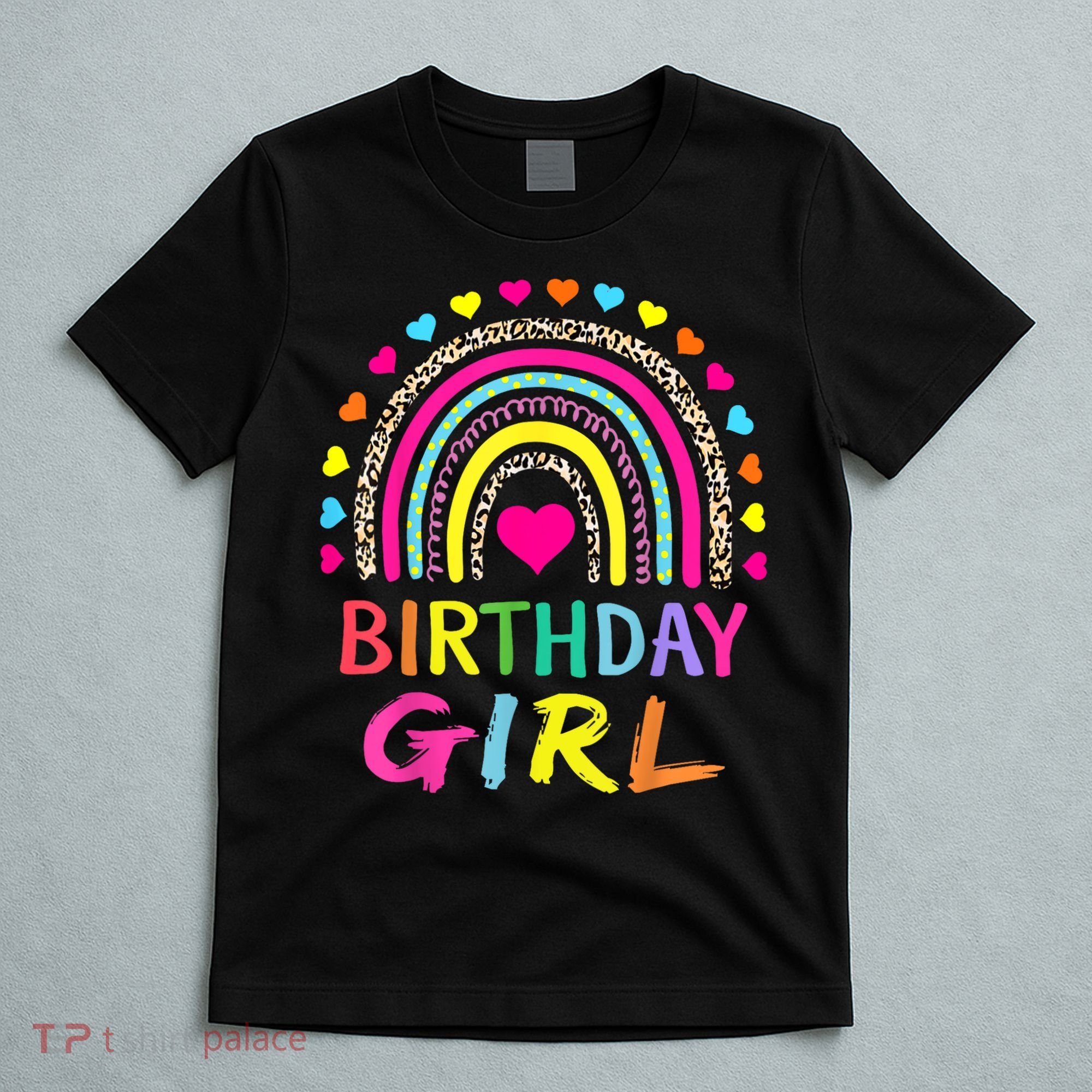 Birthday Girl Leopard Rainbow Birthday Party Family T-Shirt