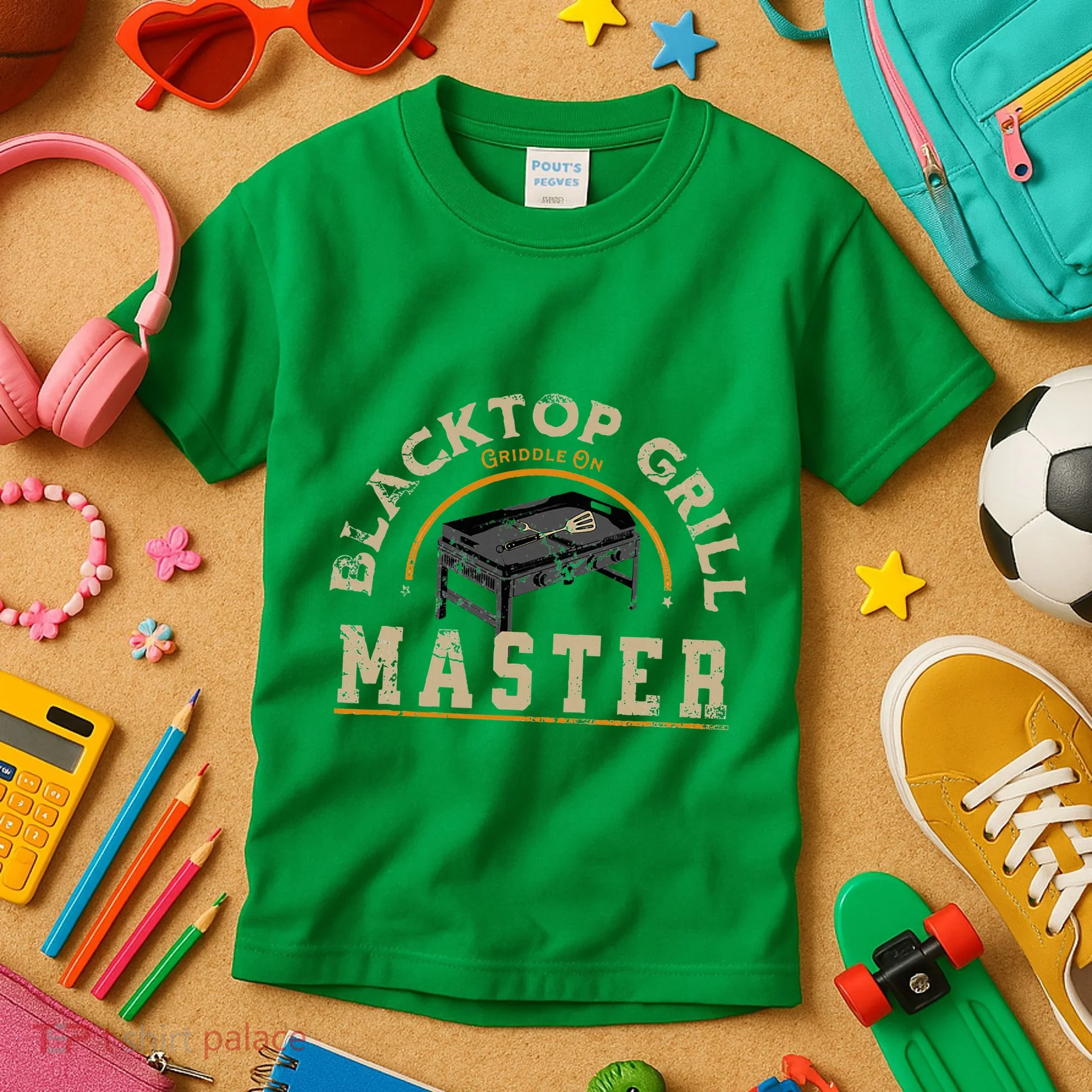 Blacktop Grill Master Griddle Bbq Stone Chef Kids T-Shirt