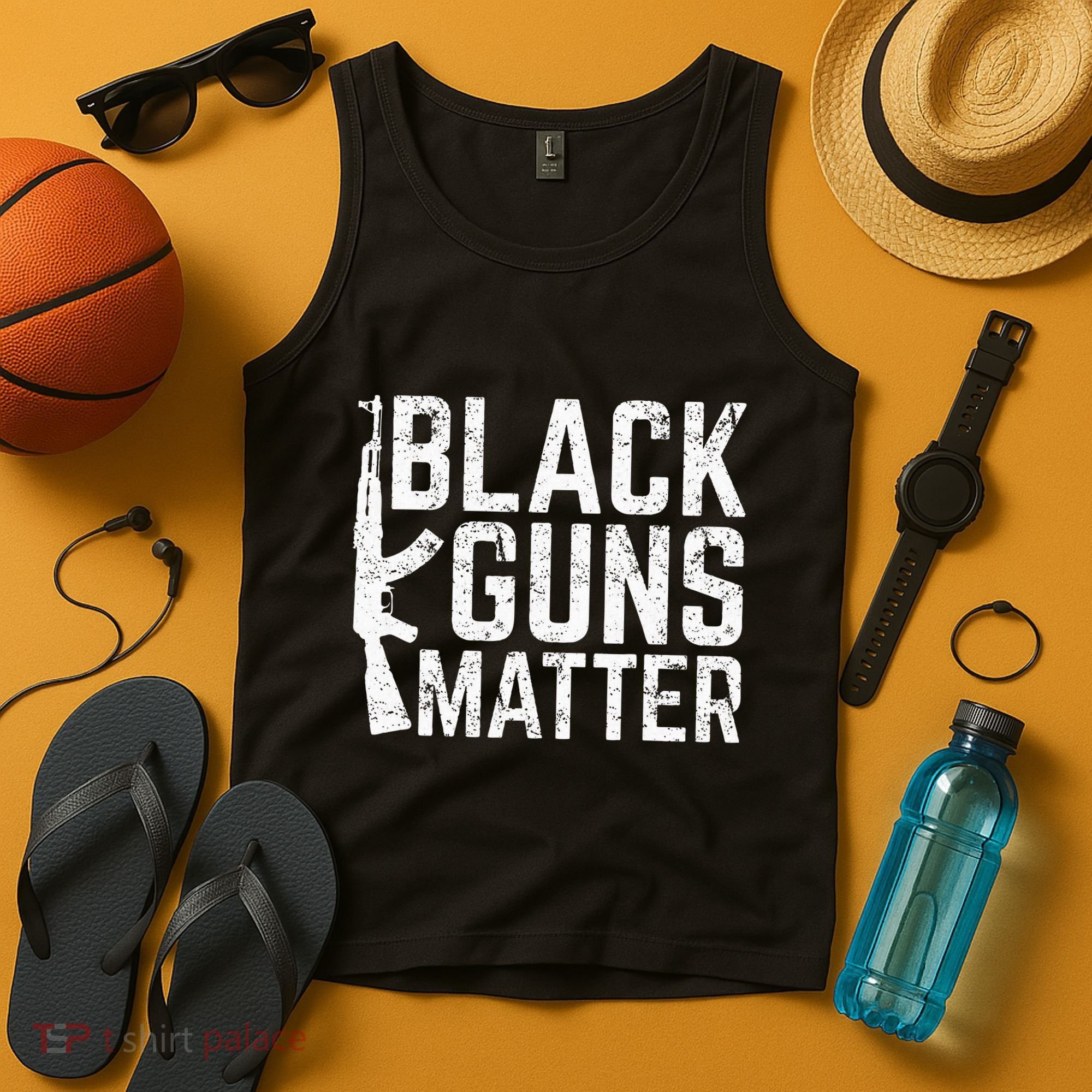 Black Guns Matter Quote Ak 47 Picture Tank Top
