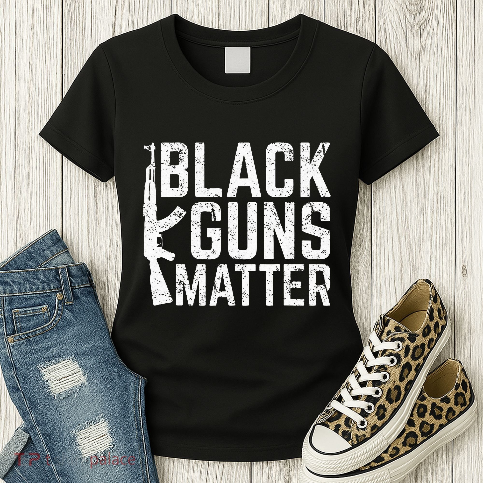 Black Guns Matter Quote Ak 47 Picture Women's T-Shirt