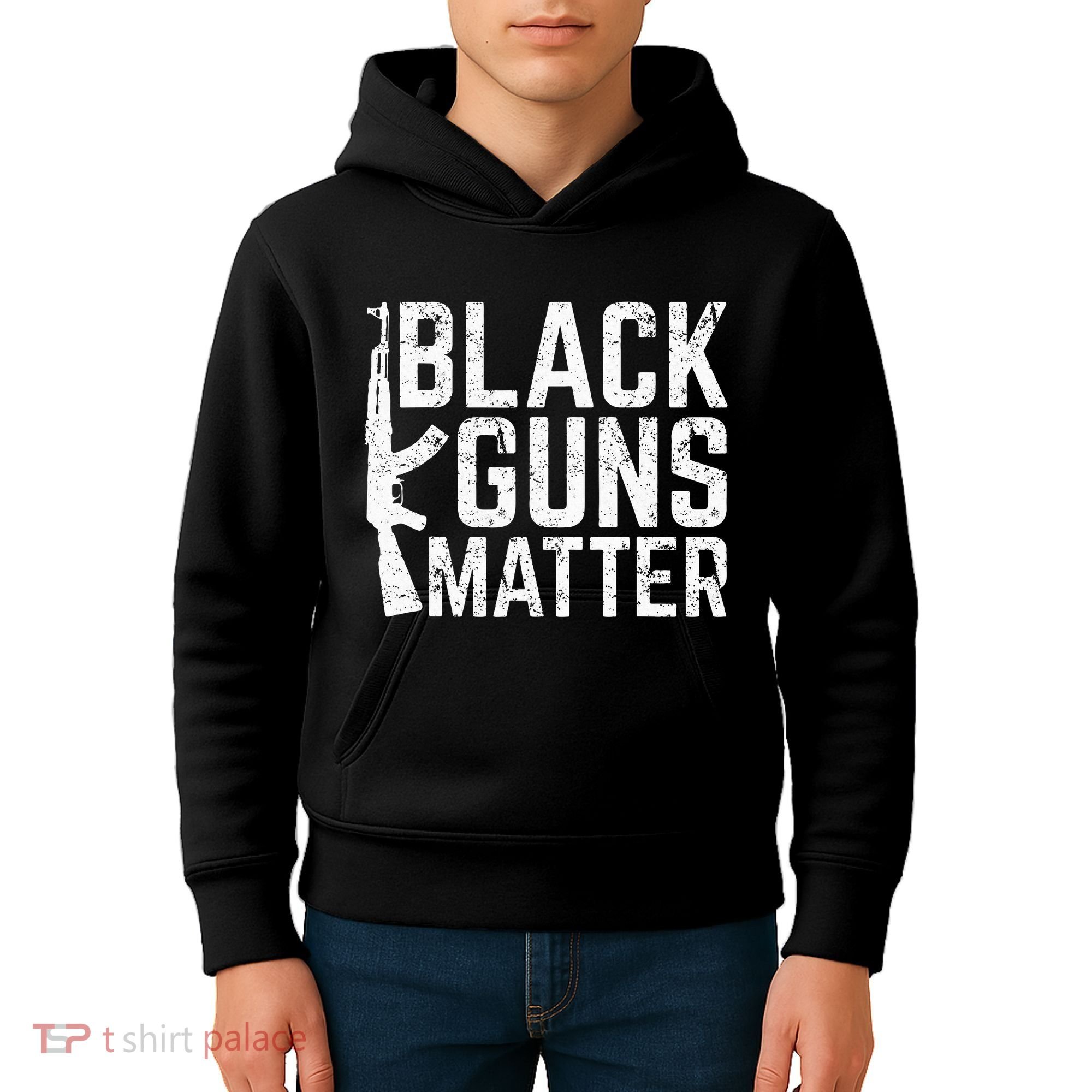 Black Guns Matter Quote Ak 47 Picture Kids Hoodie