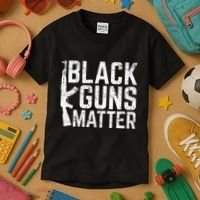 Black Guns Matter Quote Ak 47 Picture Kids T-Shirt thumb 3