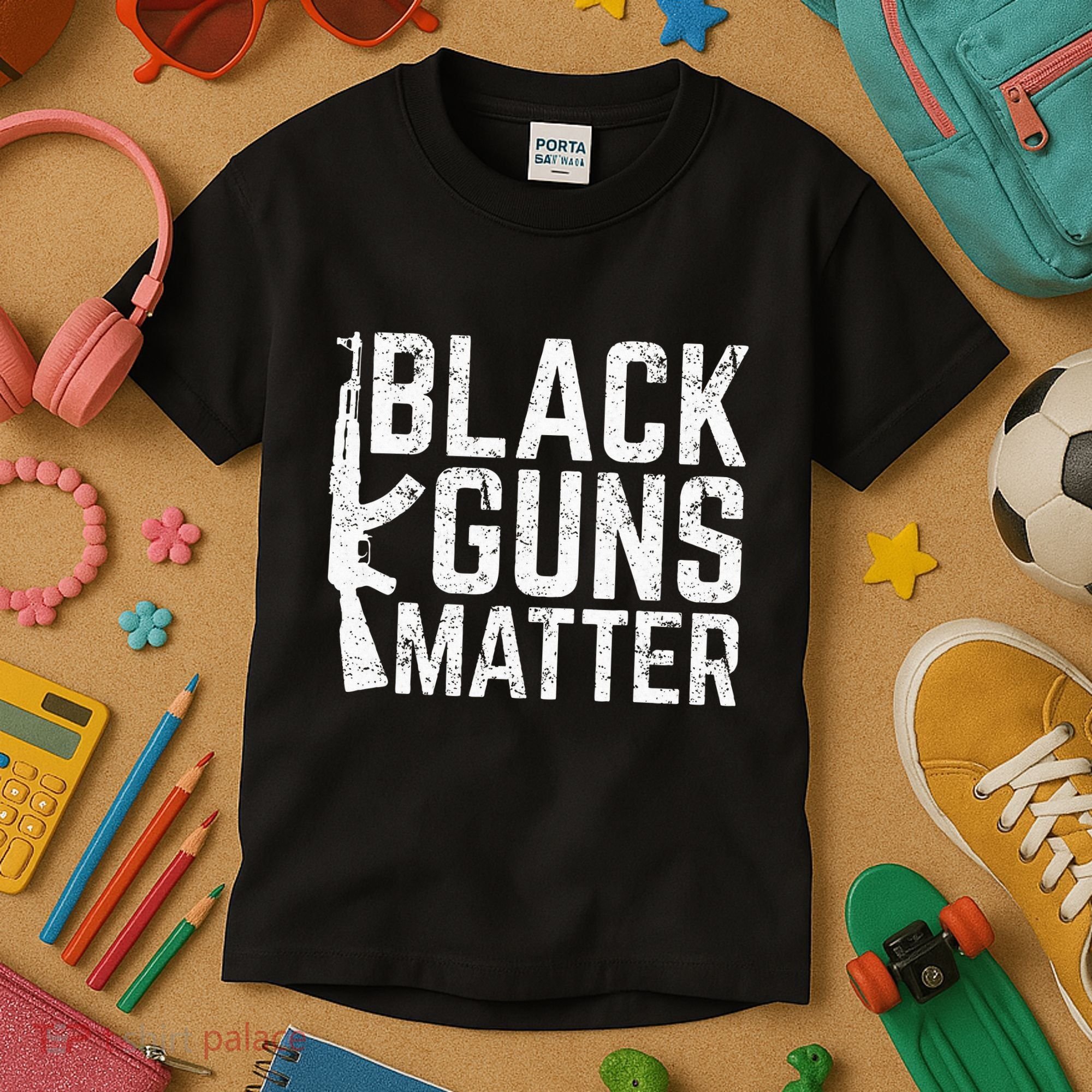 Black Guns Matter Quote Ak 47 Picture Kids T-Shirt