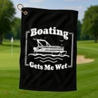 Boating Gets Me Wet Funny Boating Great Gift Golf Towel thumb 1