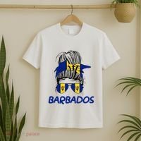 Barbados Girl Messy Bun Barbados Flag Barbadian Women T-Shirt thumb 2