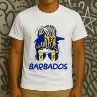 Barbados Girl Messy Bun Barbados Flag Barbadian Women T-Shirt thumb 3