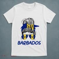 Barbados Girl Messy Bun Barbados Flag Barbadian Women T-Shirt thumb 5