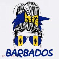 Barbados Girl Messy Bun Barbados Flag Barbadian Women T-Shirt thumb 7