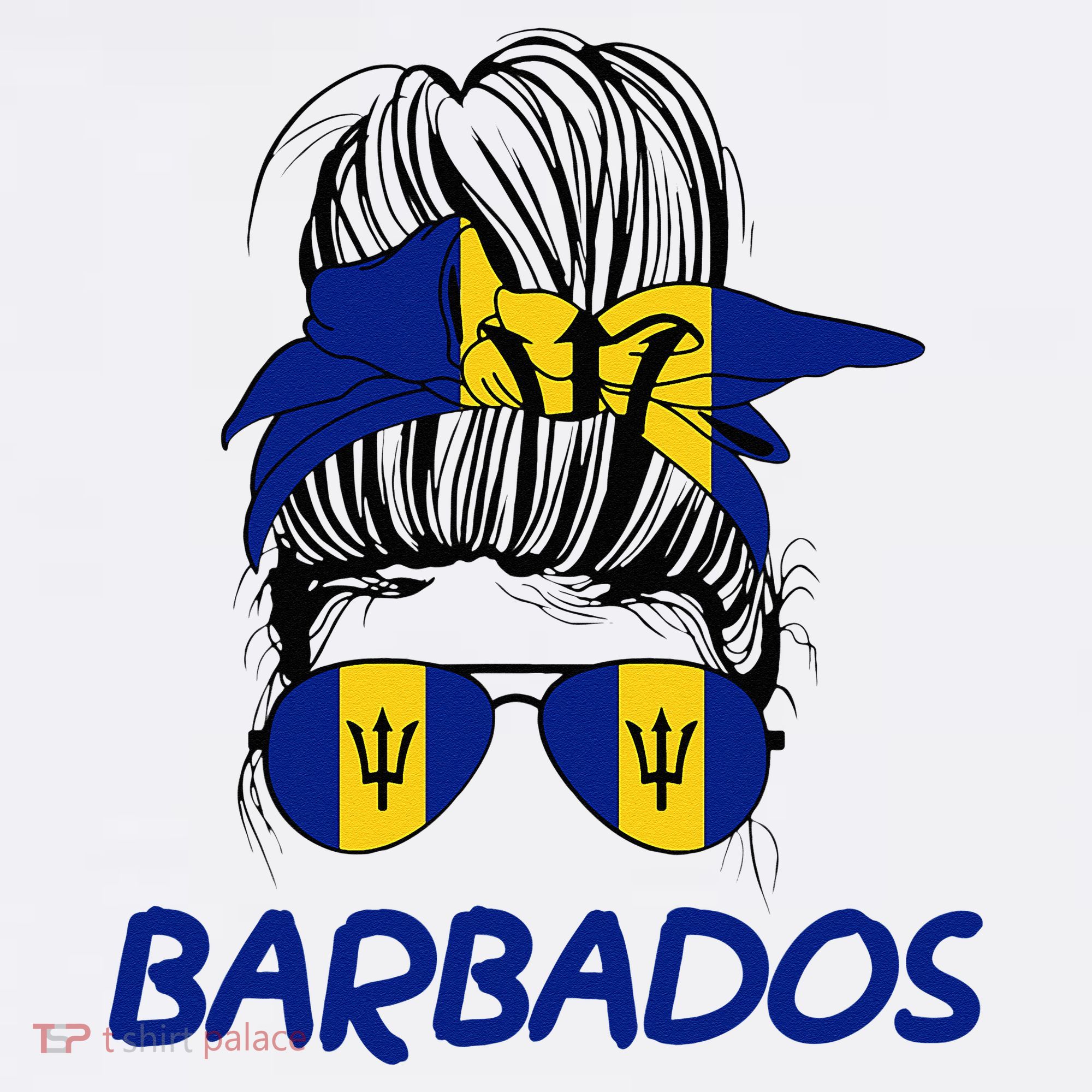 Barbados Girl Messy Bun Barbados Flag Barbadian Women T-Shirt
