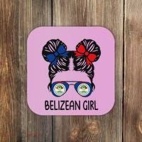 Belizean Girl Messy Hair Belize Pride Patriotic Coaster thumb 0