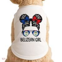Belizean Girl Messy Hair Belize Pride Patriotic Doggie Tank thumb 0