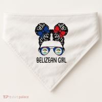 Belizean Girl Messy Hair Belize Pride Patriotic USA-Made Doggie Bandana thumb 0