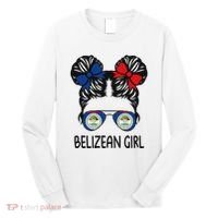 Belizean Girl Messy Hair Belize Pride Patriotic Long Sleeve Shirt thumb 0