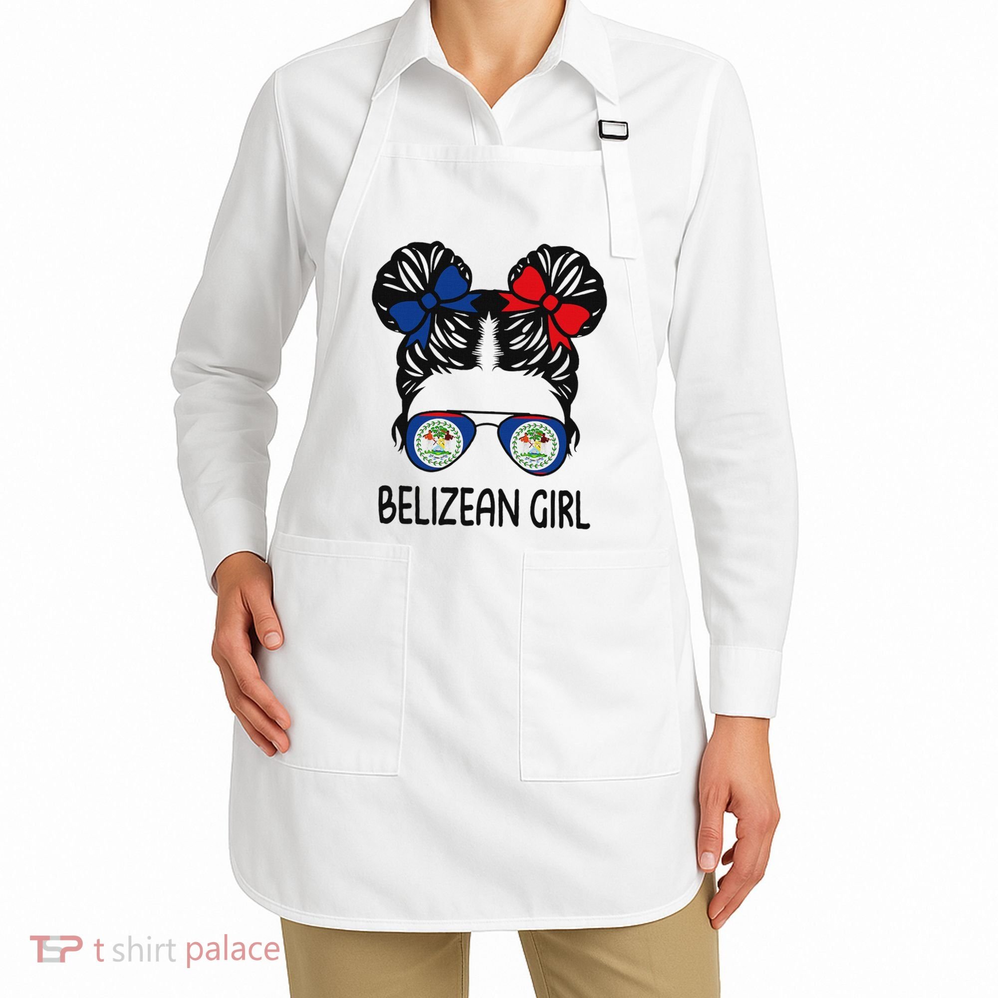 Belizean Girl Messy Hair Belize Pride Patriotic Apron