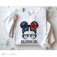 Belizean Girl Messy Hair Belize Pride Patriotic Sweatshirt thumb 2
