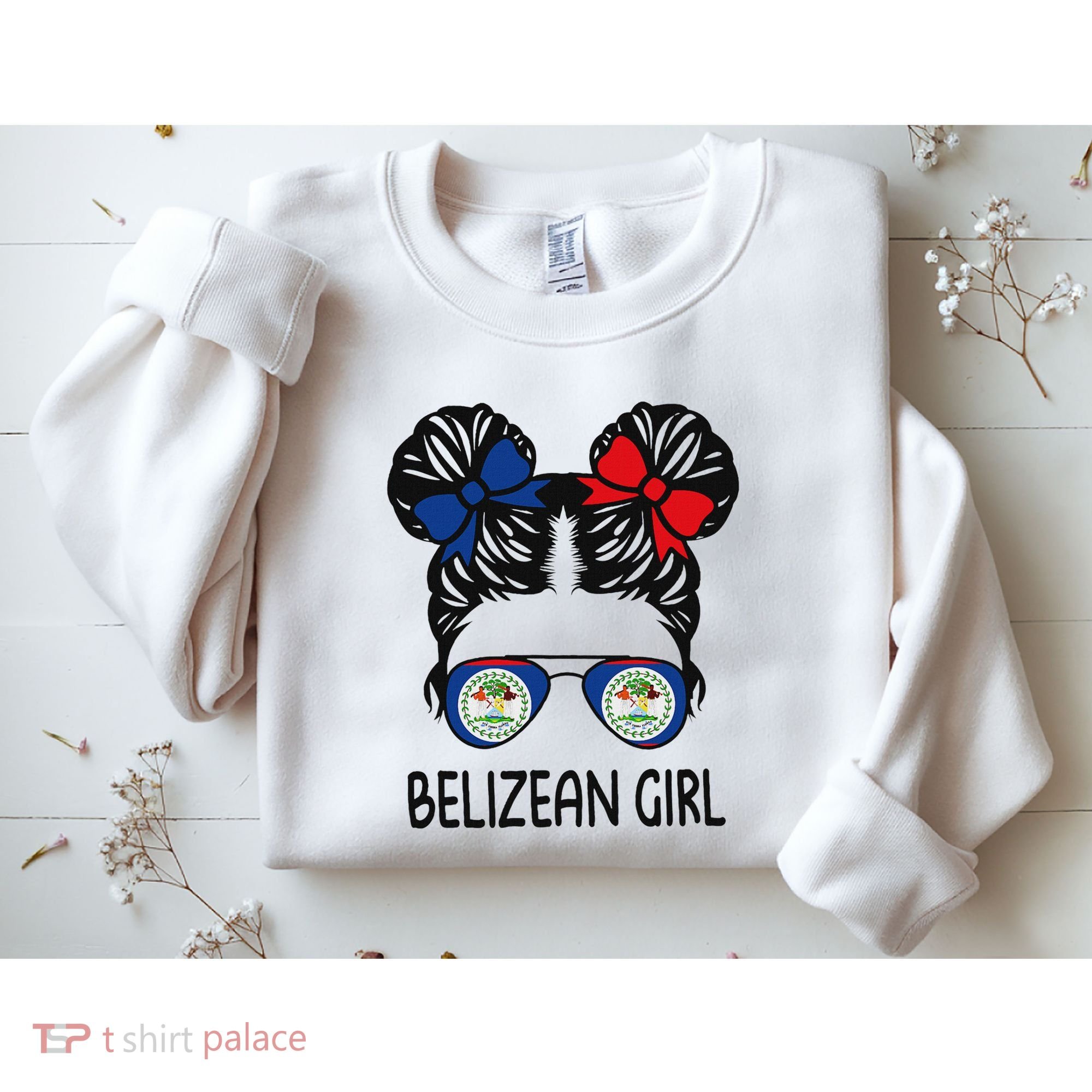 Belizean Girl Messy Hair Belize Pride Patriotic Sweatshirt