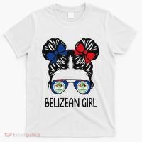 Belizean Girl Messy Hair Belize Pride Patriotic T-Shirt thumb 0