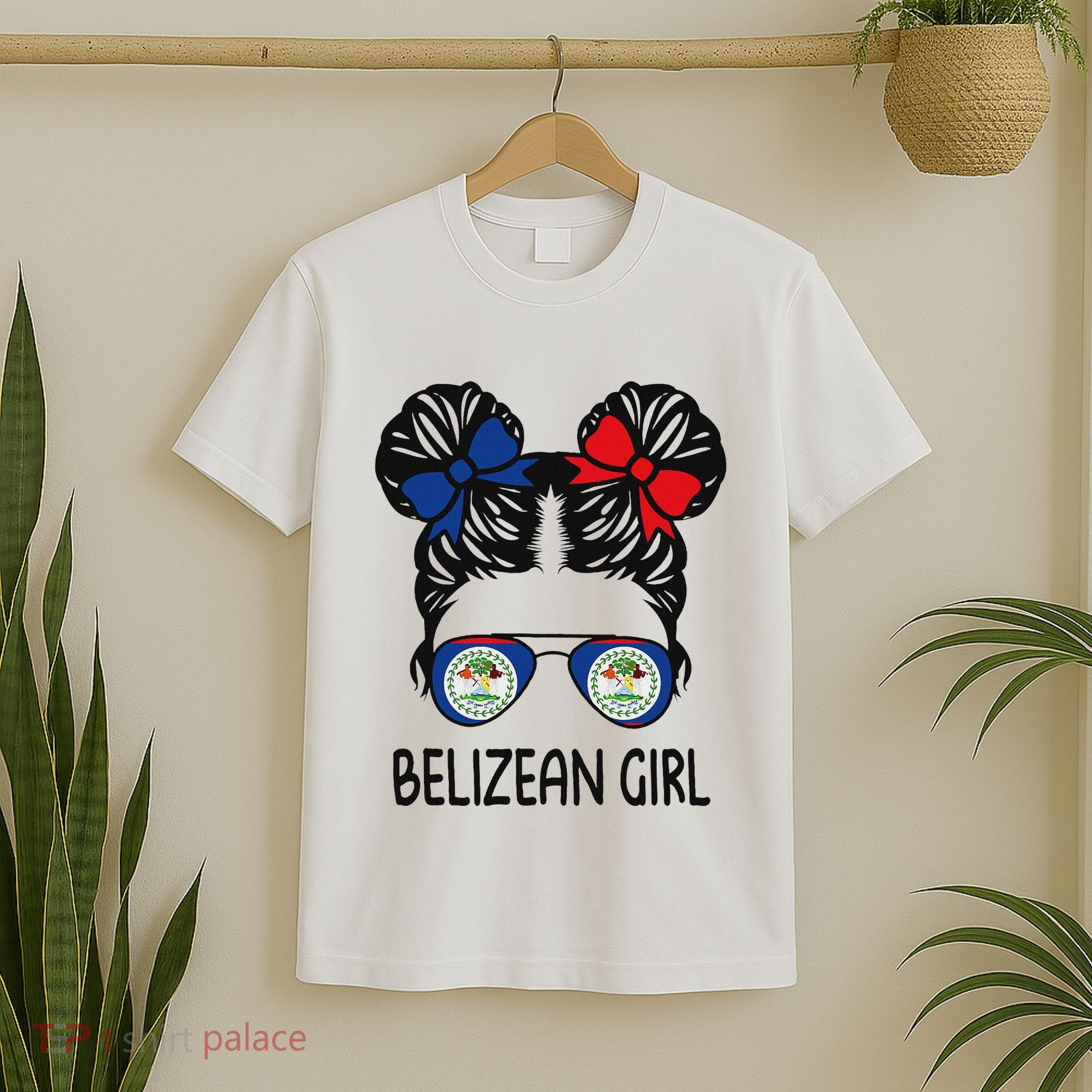 Belizean Girl Messy Hair Belize Pride Patriotic T-Shirt