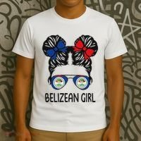 Belizean Girl Messy Hair Belize Pride Patriotic T-Shirt thumb 3