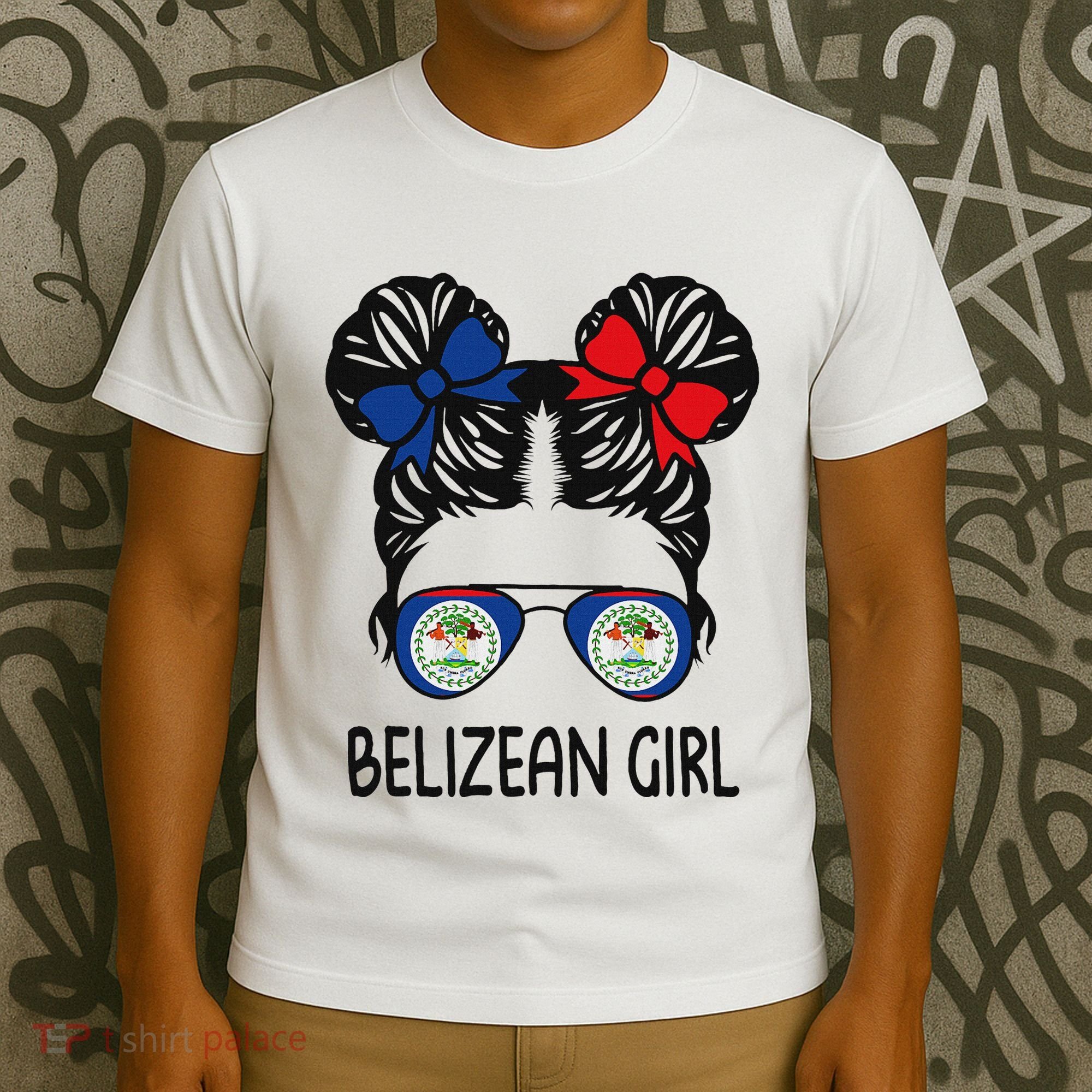 Belizean Girl Messy Hair Belize Pride Patriotic T-Shirt