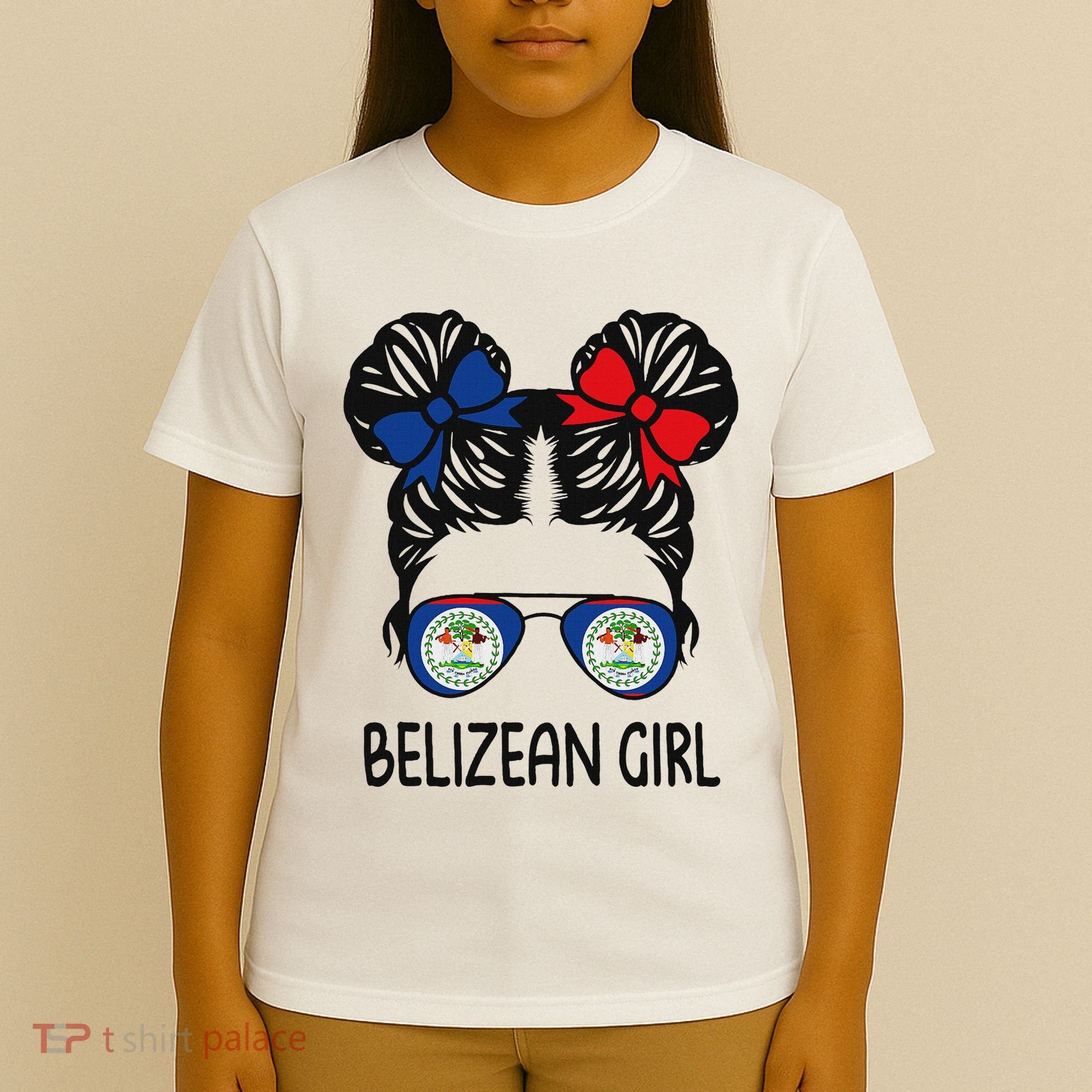 Belizean Girl Messy Hair Belize Pride Patriotic T-Shirt