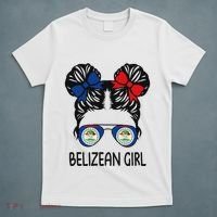 Belizean Girl Messy Hair Belize Pride Patriotic T-Shirt thumb 5