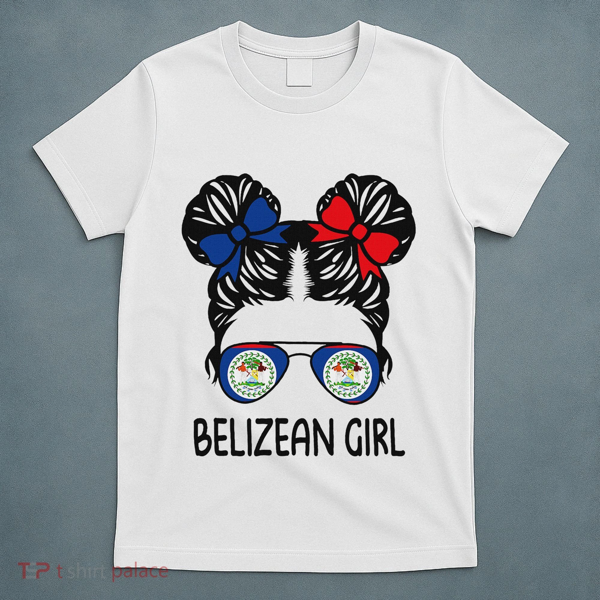 Belizean Girl Messy Hair Belize Pride Patriotic T-Shirt