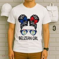 Belizean Girl Messy Hair Belize Pride Patriotic T-Shirt thumb 6