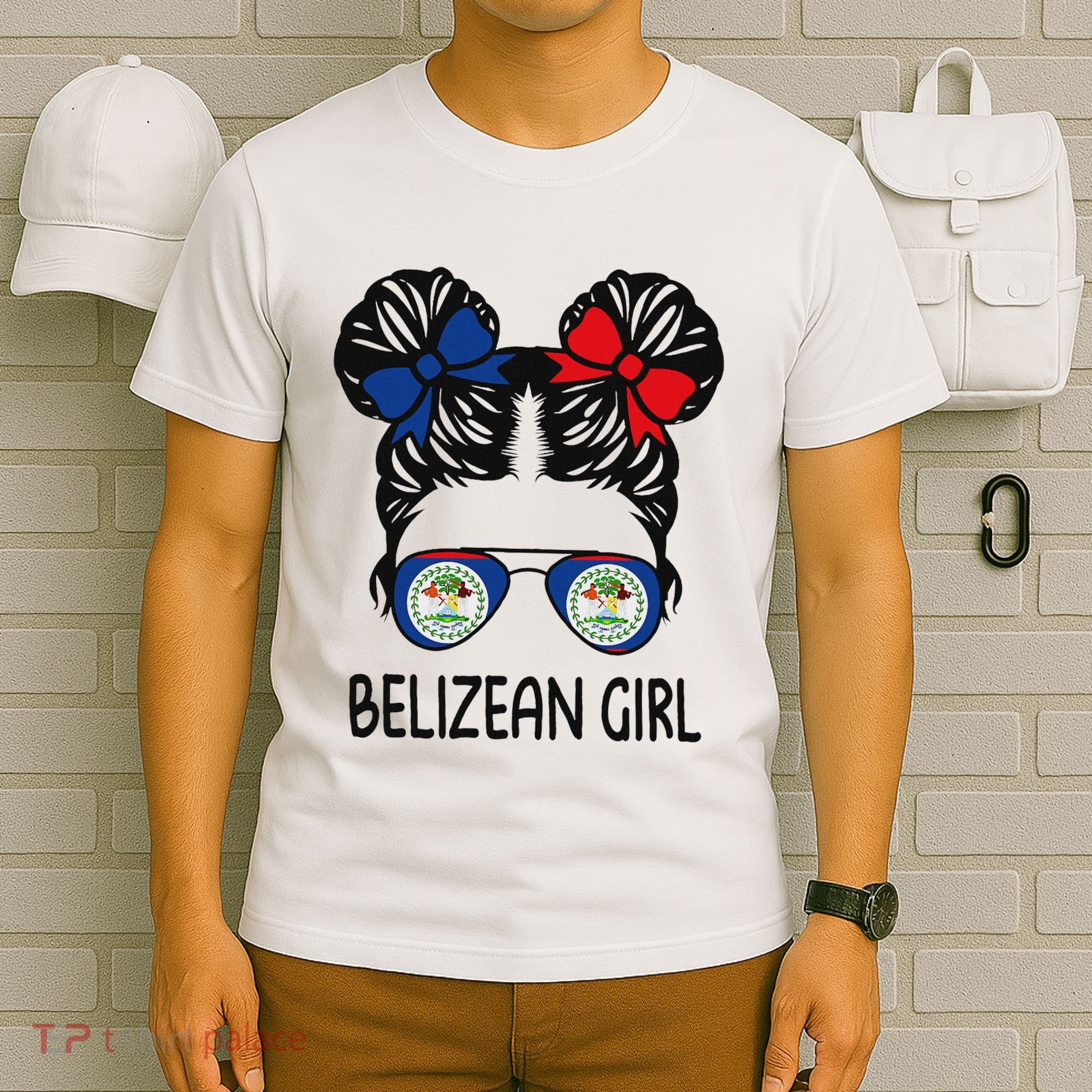 Belizean Girl Messy Hair Belize Pride Patriotic T-Shirt