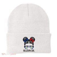 Belizean Girl Messy Hair Belize Pride Patriotic Beanie thumb 0