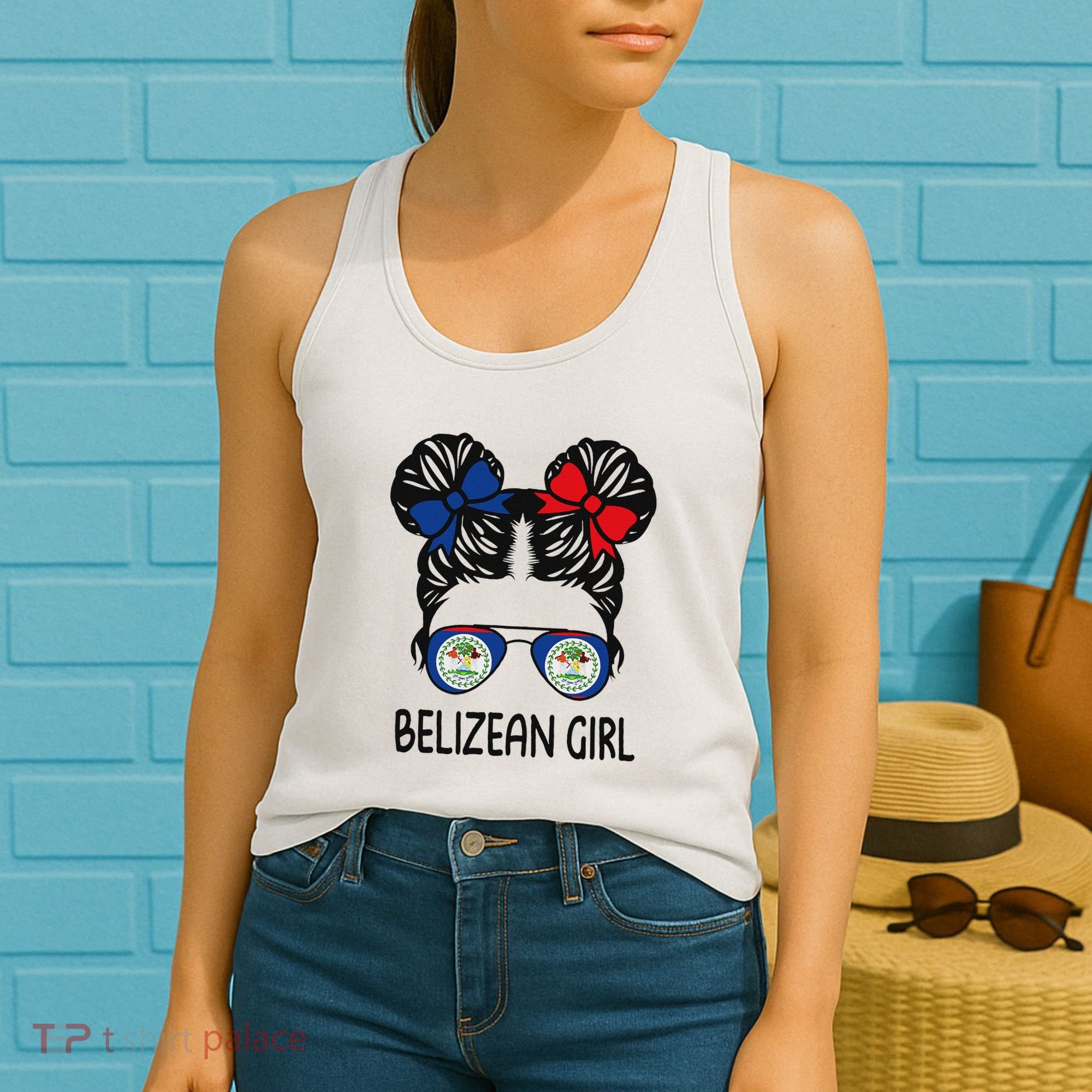 Belizean Girl Messy Hair Belize Pride Patriotic Women's Tank Top
