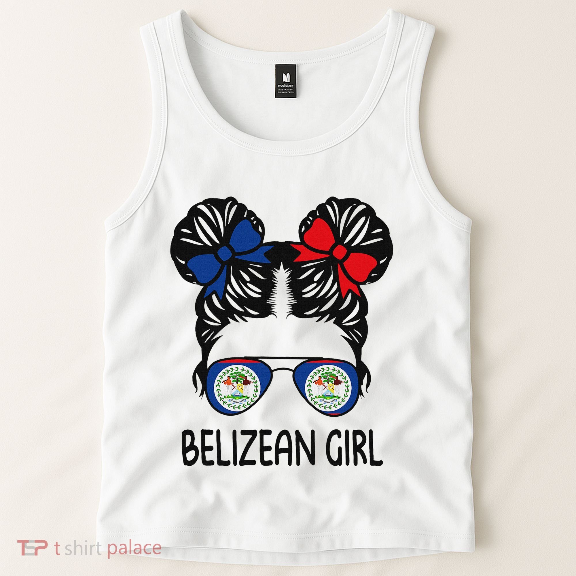 Belizean Girl Messy Hair Belize Pride Patriotic Tank Top