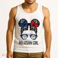 Belizean Girl Messy Hair Belize Pride Patriotic Tank Top thumb 3