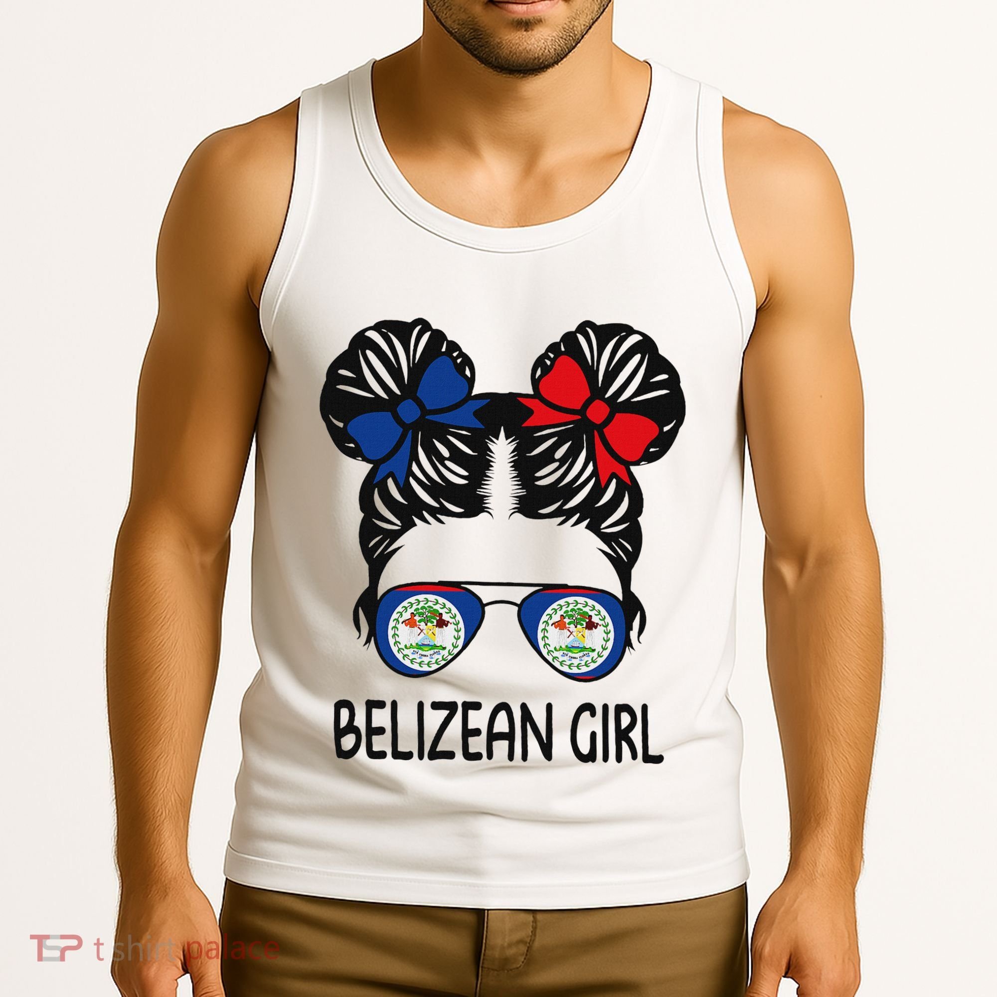 Belizean Girl Messy Hair Belize Pride Patriotic Tank Top
