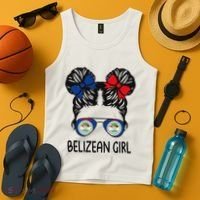 Belizean Girl Messy Hair Belize Pride Patriotic Tank Top thumb 4