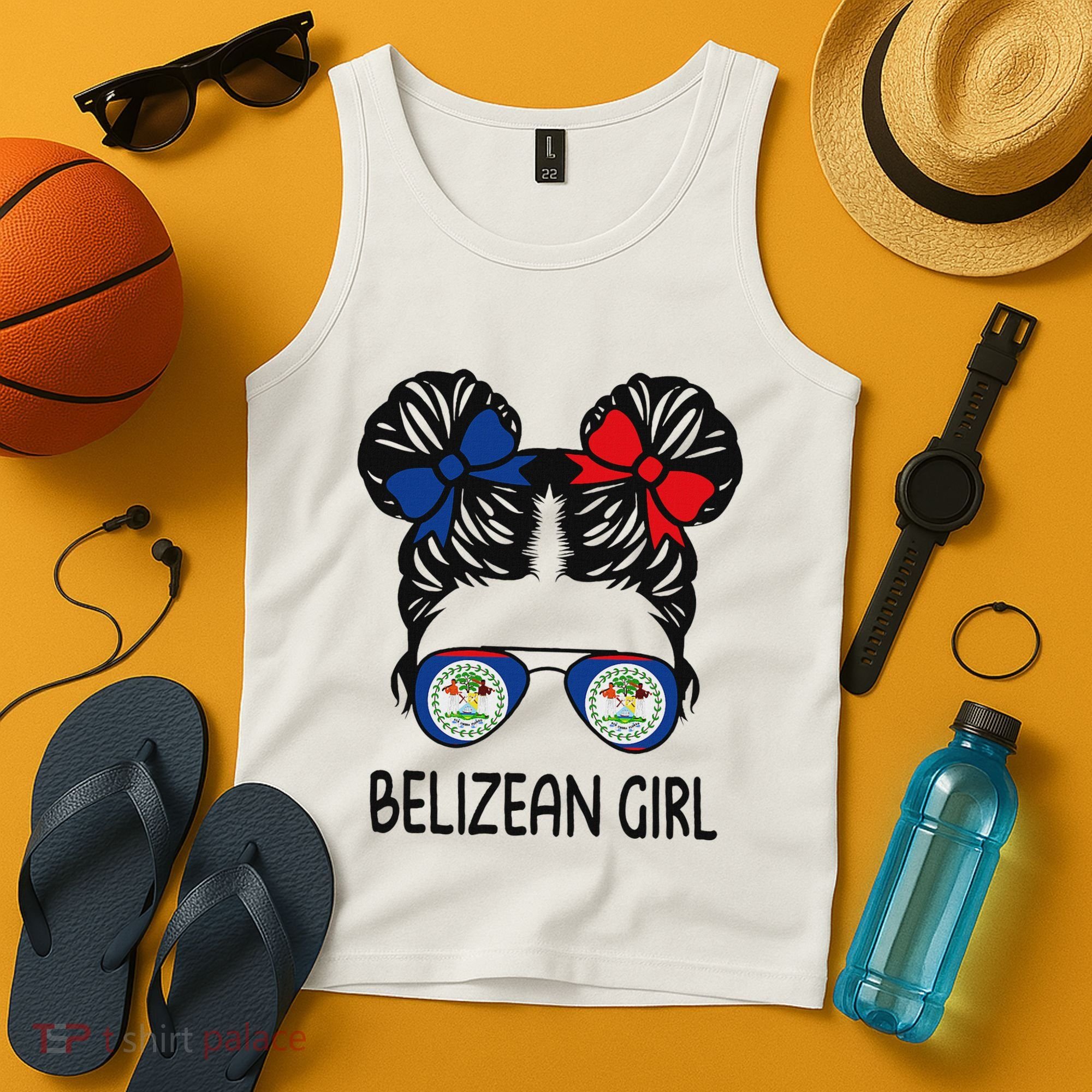 Belizean Girl Messy Hair Belize Pride Patriotic Tank Top