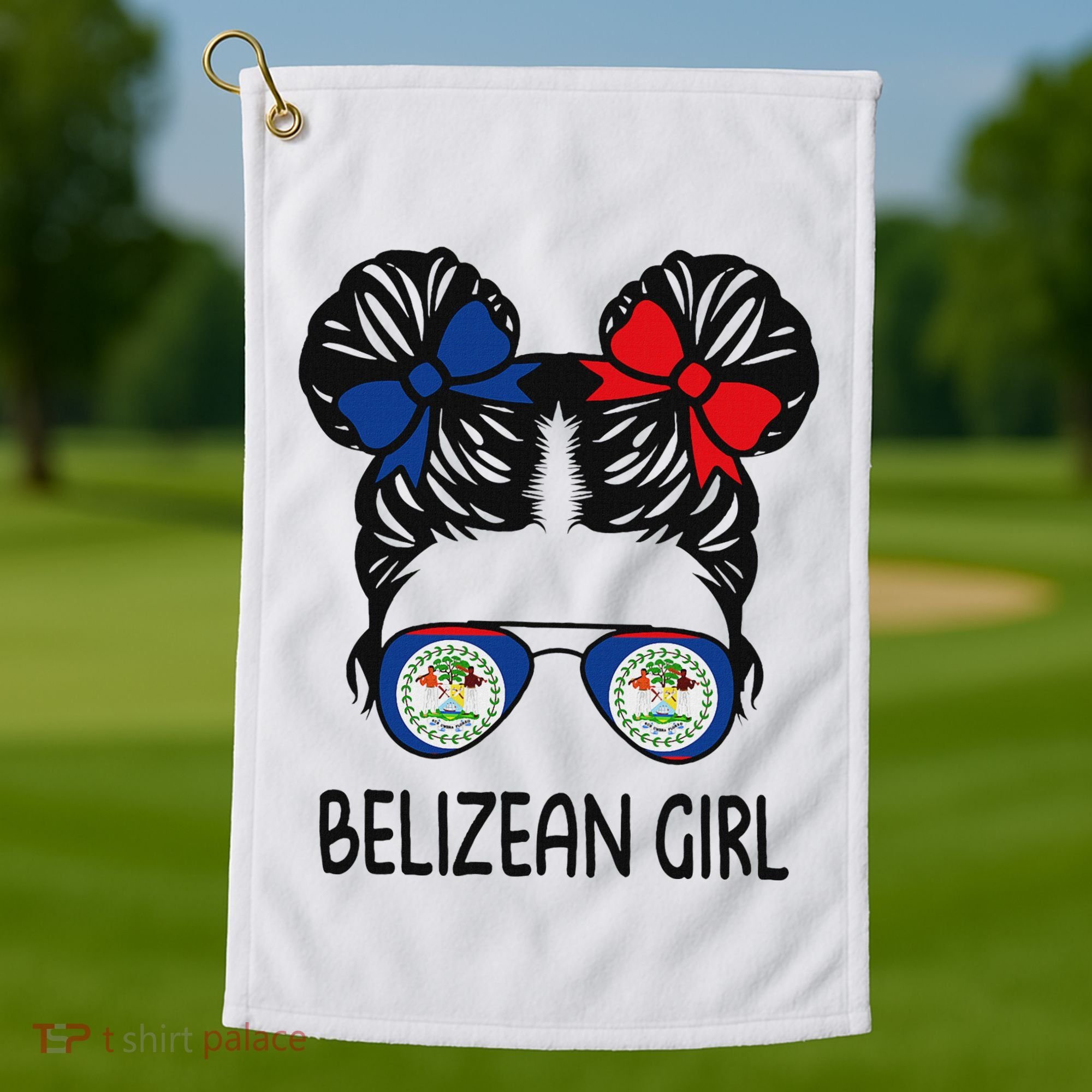 Belizean Girl Messy Hair Belize Pride Patriotic Golf Towel