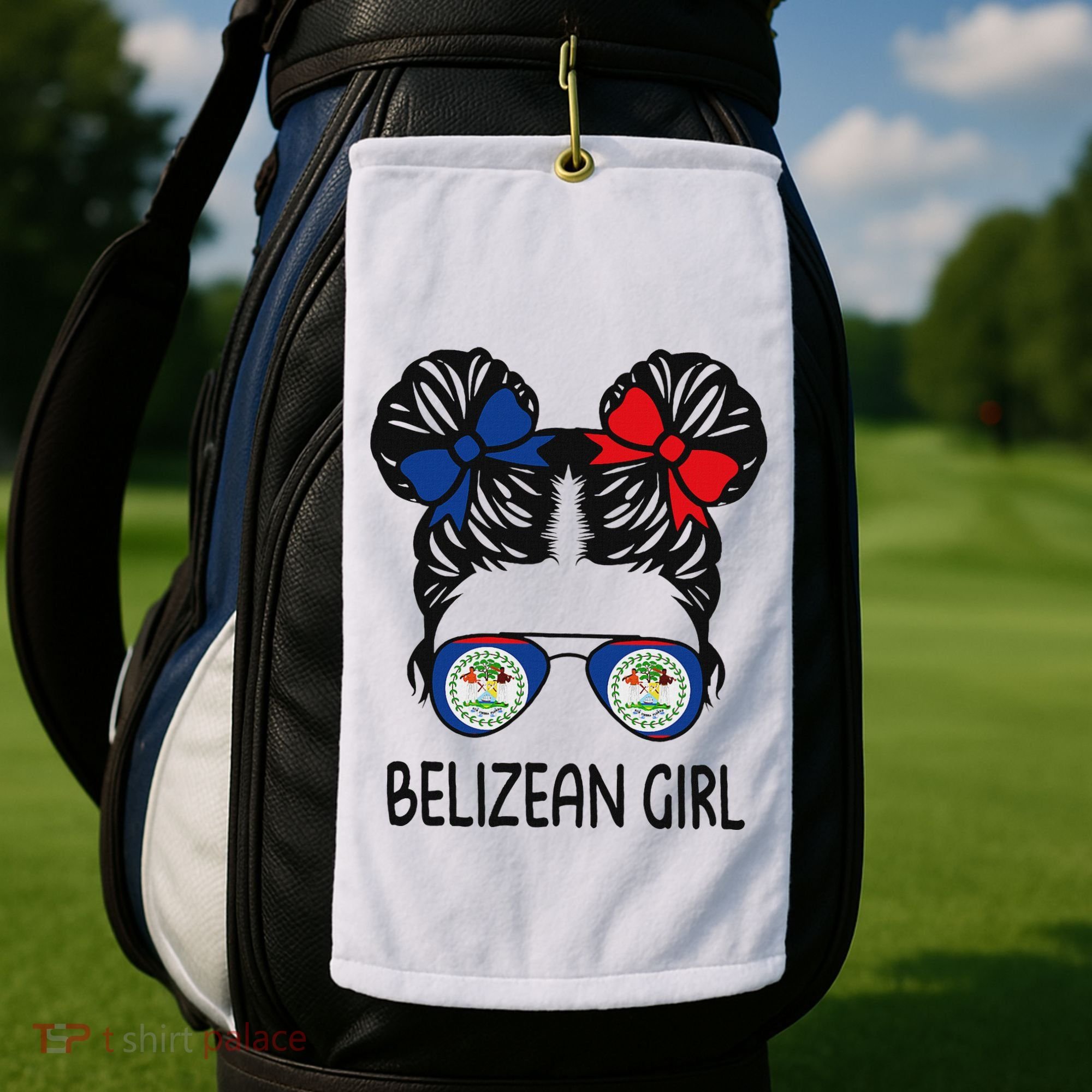 Belizean Girl Messy Hair Belize Pride Patriotic Golf Towel