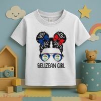 Belizean Girl Messy Hair Belize Pride Patriotic Toddler T-Shirt thumb 3