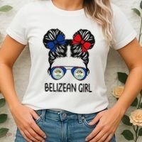 Belizean Girl Messy Hair Belize Pride Patriotic Women's T-Shirt thumb 2